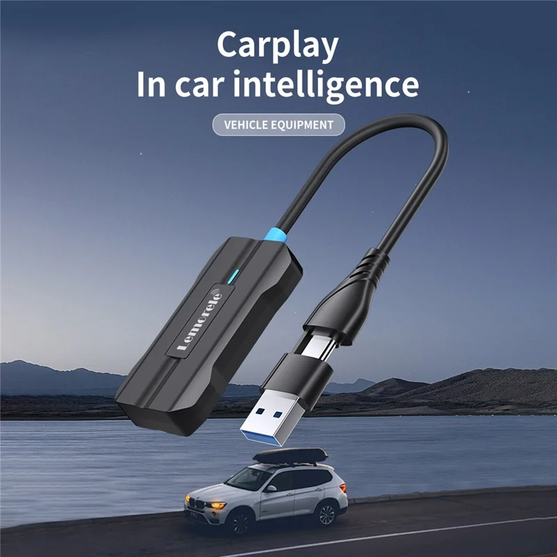 LEMORELE P80 USB / Type-C Wired to Wireless CarPlay Box Bluetooth-compatible WiFi Android Auto Converter - Black