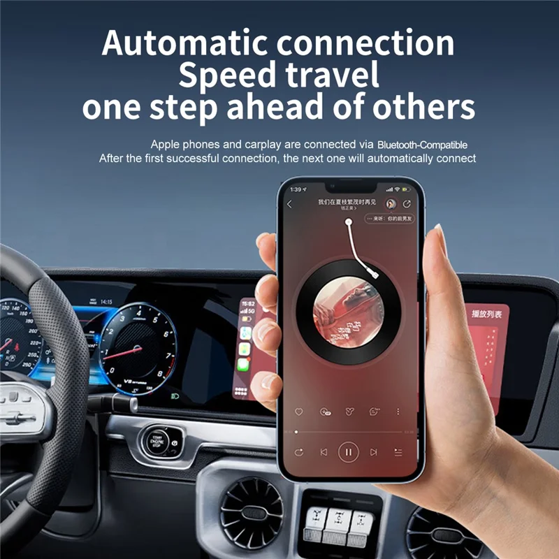 LEMORELE P80 USB / Type-C Wired to Wireless CarPlay Box Bluetooth-compatible WiFi Android Auto Converter - Black