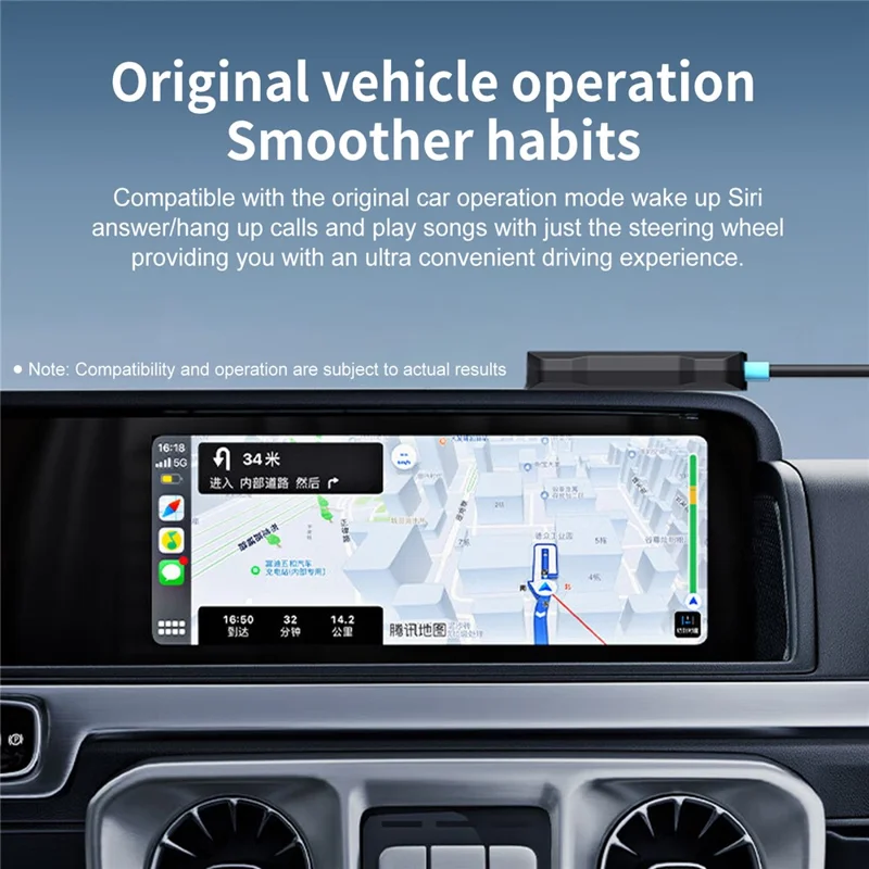 LEMORELE P80 USB / Type-C Wired to Wireless CarPlay Box Bluetooth-compatible WiFi Android Auto Converter - Black