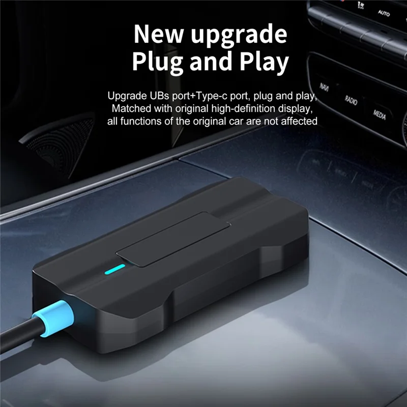 LEMORELE P80 USB / Type-C Wired to Wireless CarPlay Box Bluetooth-compatible WiFi Android Auto Converter - Black