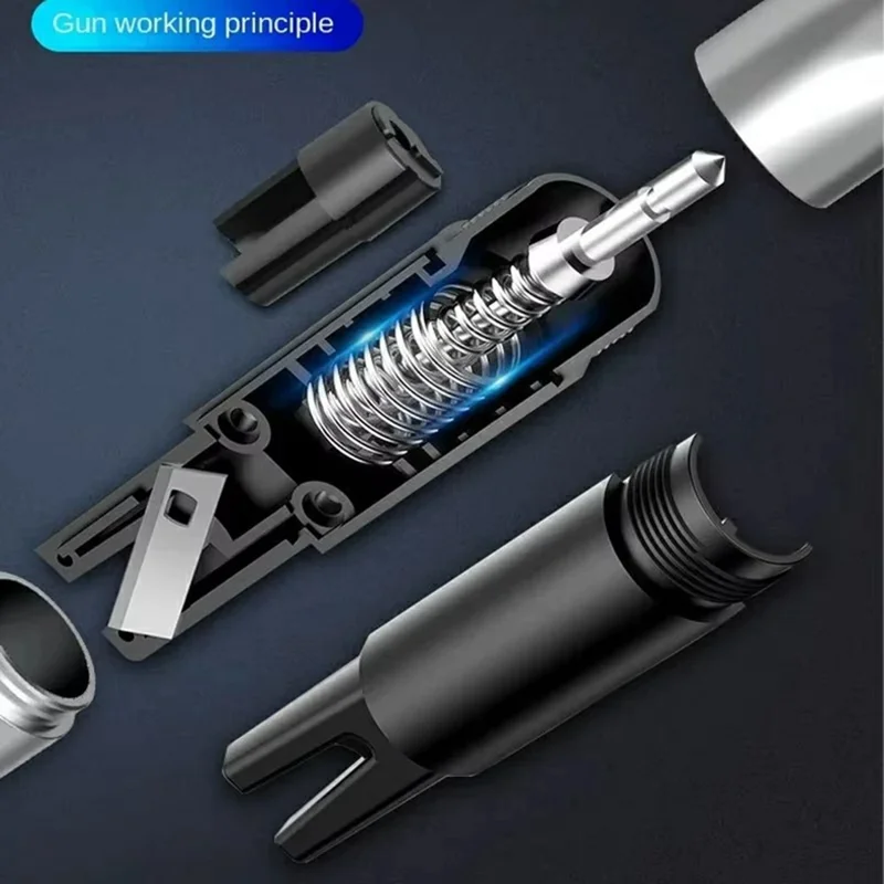 Car Safety Hammer Emergency Escape Tool Tungsten Steel Window Breaker Seatbelt Cutter - Silver