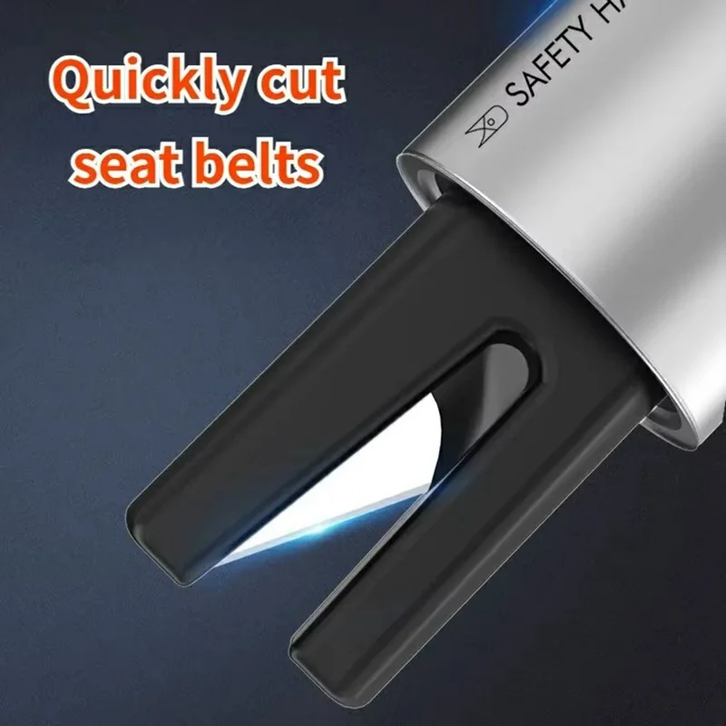 Car Safety Hammer Emergency Escape Tool Tungsten Steel Window Breaker Seatbelt Cutter - Silver