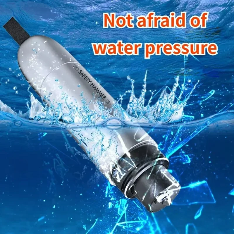Car Safety Hammer Emergency Escape Tool Tungsten Steel Window Breaker Seatbelt Cutter - Silver