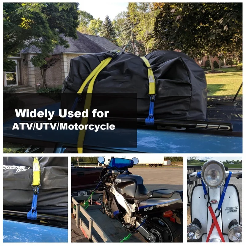 A3496 4Pcs 32cm ATV UTV Motorcycle Hook Belts 8-Shape Scooter Wheelchair Fixing Tie Straps - Blue