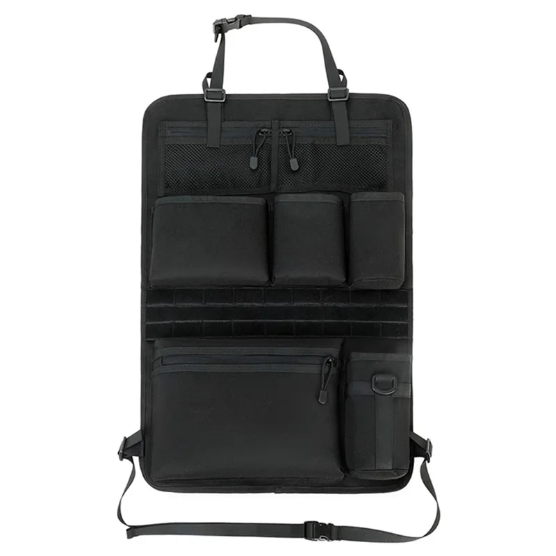600D Oxford Fabric Car Seat Back Hanging Organizer Multi Pocket Storage Bag for SUV - Black