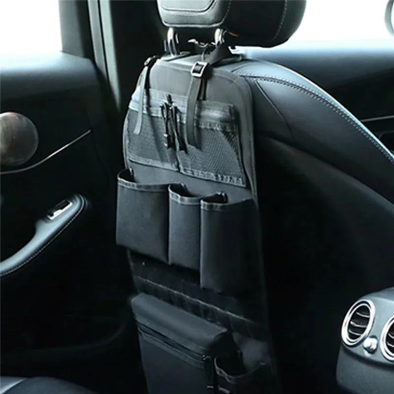 600D Oxford Fabric Car Seat Back Hanging Organizer Multi Pocket Storage Bag for SUV - Black