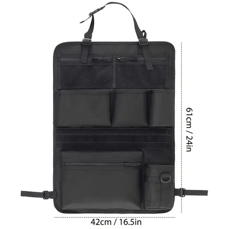 600D Oxford Fabric Car Seat Back Hanging Organizer Multi Pocket Storage Bag for SUV - Black
