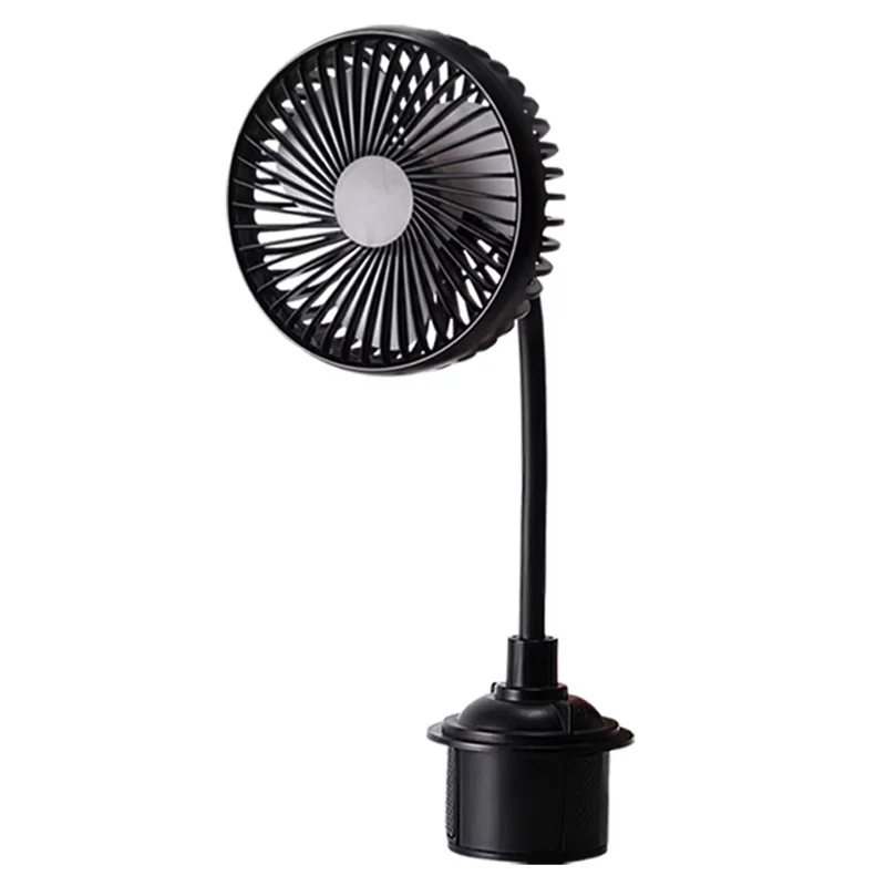 Ventilador USB para Coche con Soporte para Portavasos, Ventilador de Enfriamiento Silencioso Ajustable de 3 Velocidades para Camión SUV - Negro