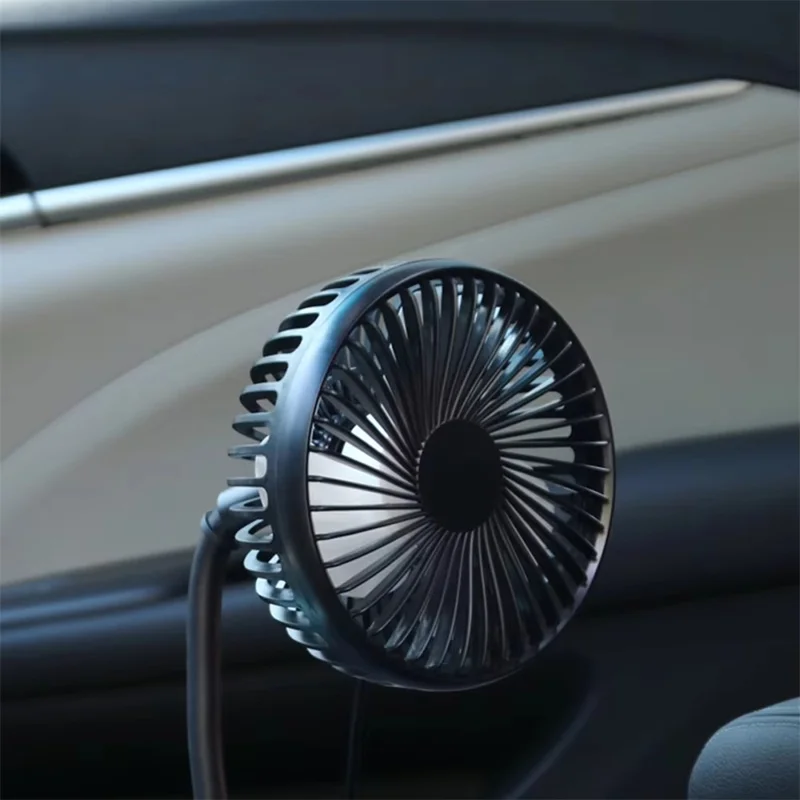 Ventilador USB para Coche con Soporte para Portavasos, Ventilador de Enfriamiento Silencioso Ajustable de 3 Velocidades para Camión SUV - Negro