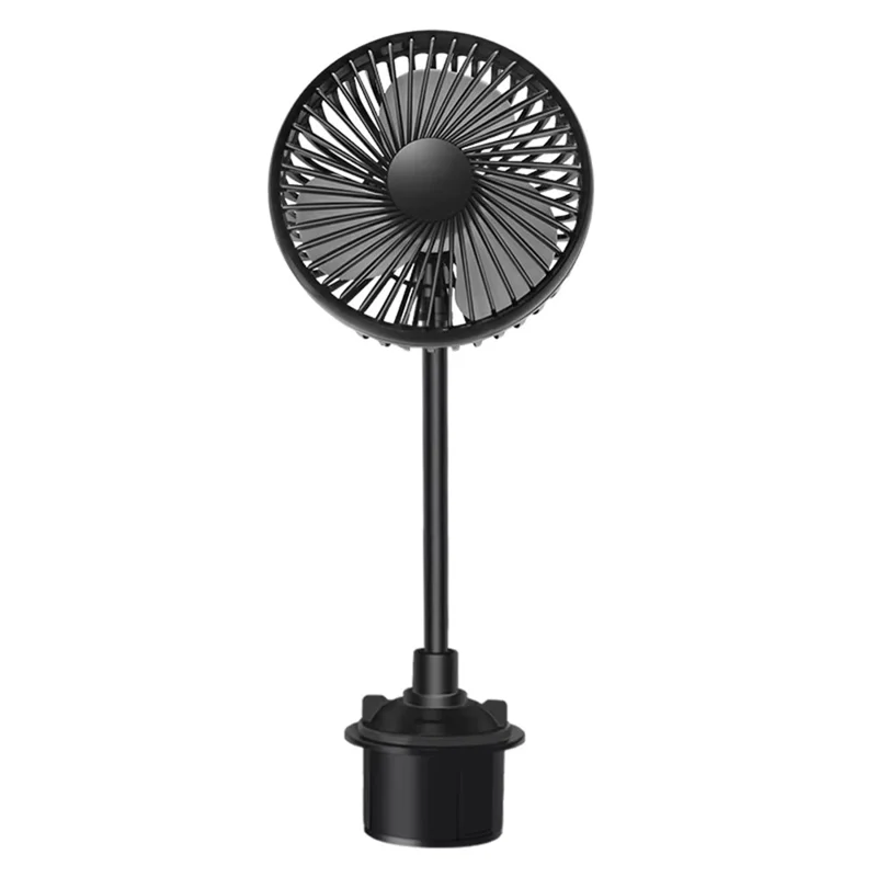 Ventilador USB para Coche con Soporte para Portavasos, Ventilador de Enfriamiento Silencioso Ajustable de 3 Velocidades para Camión SUV - Negro