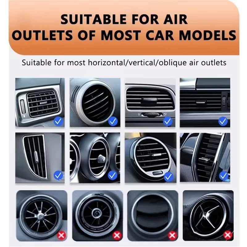 Air Vent Mount Car Cup Holder Foldable Auto Drink Holder for Coffee Cup Water Bottle - Orange