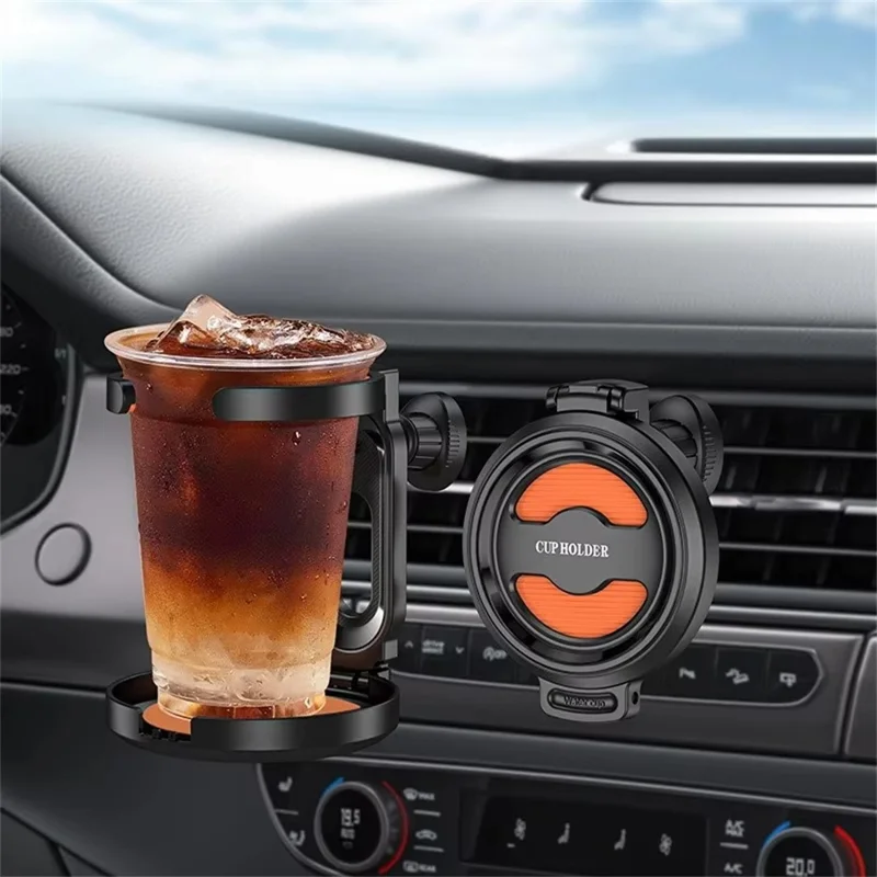 Air Vent Mount Car Cup Holder Foldable Auto Drink Holder for Coffee Cup Water Bottle - Orange
