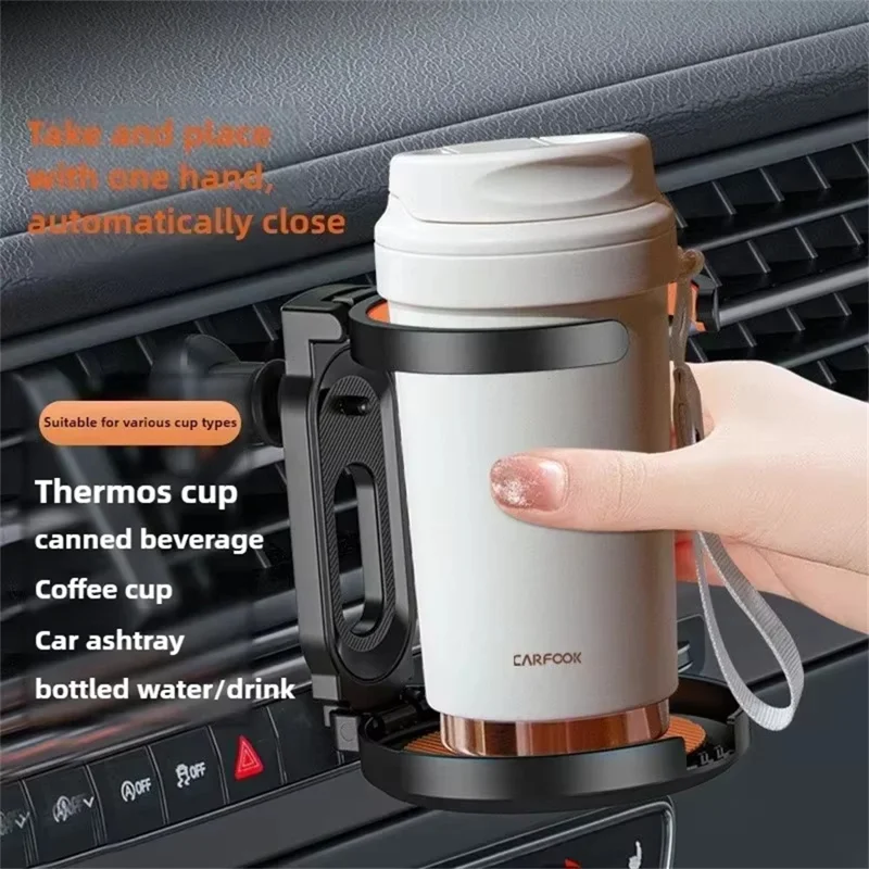 Air Vent Mount Car Cup Holder Foldable Auto Drink Holder for Coffee Cup Water Bottle - Orange