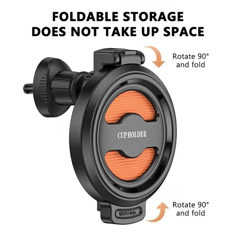 Air Vent Mount Car Cup Holder Foldable Auto Drink Holder for Coffee Cup Water Bottle - Orange