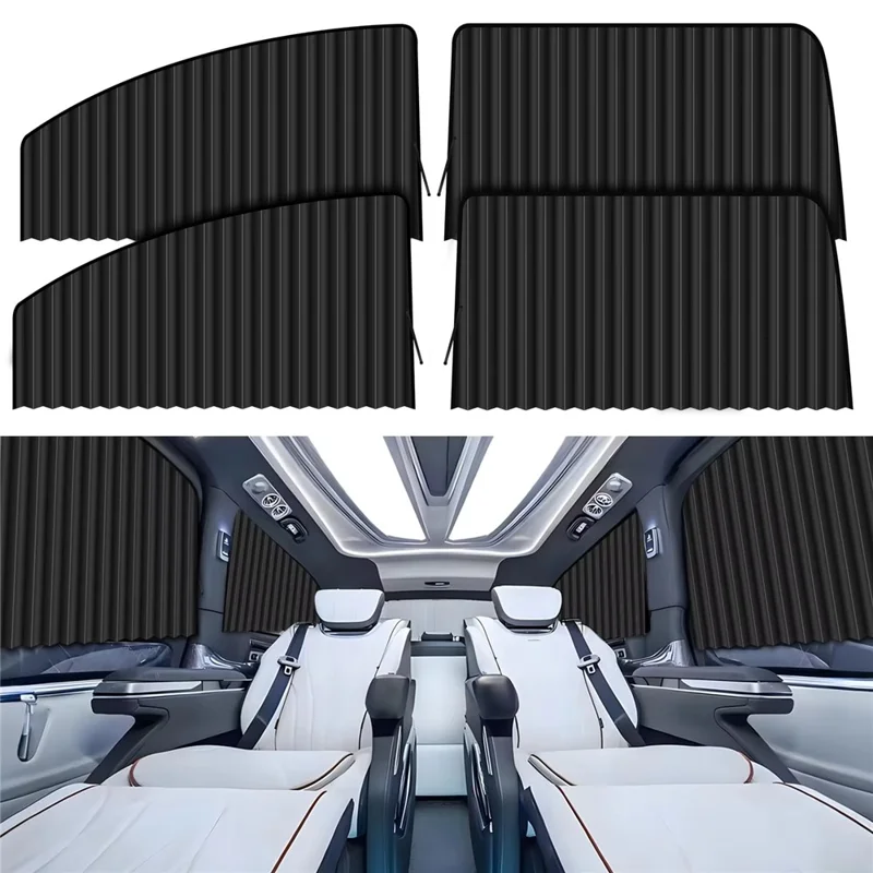 4Pcs / Set Car Magnetic Sunshade Side Window UV Protection Privacy Curtain for SUV Sedan - Black