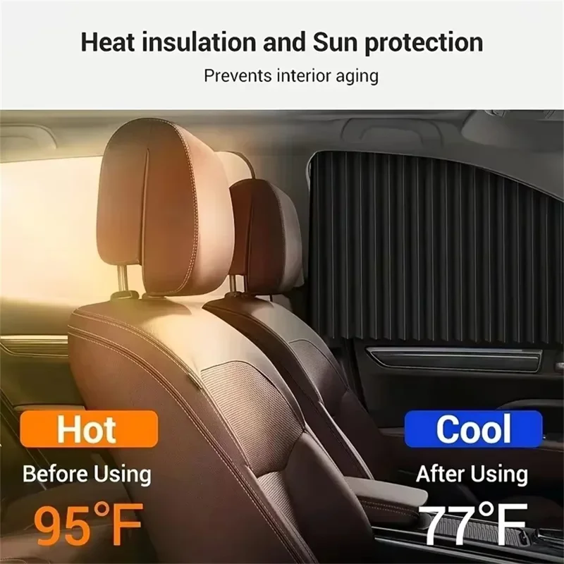 4Pcs / Set Car Magnetic Sunshade Side Window UV Protection Privacy Curtain for SUV Sedan - Black