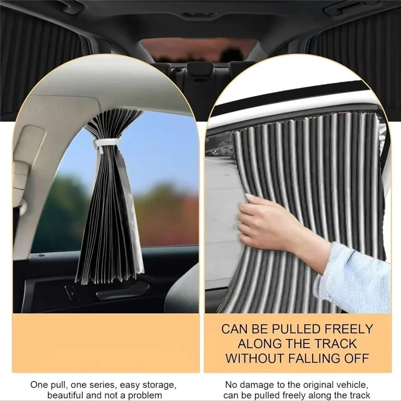 4Pcs / Set Car Magnetic Sunshade Side Window UV Protection Privacy Curtain for SUV Sedan - Black