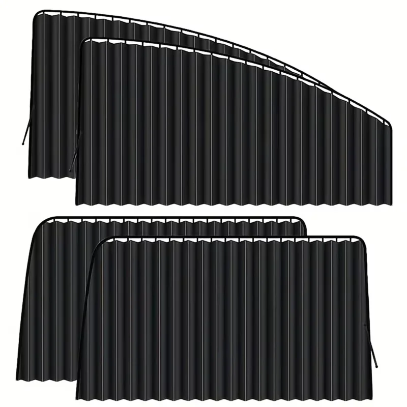 4Pcs / Set Car Magnetic Sunshade Side Window UV Protection Privacy Curtain for SUV Sedan - Black