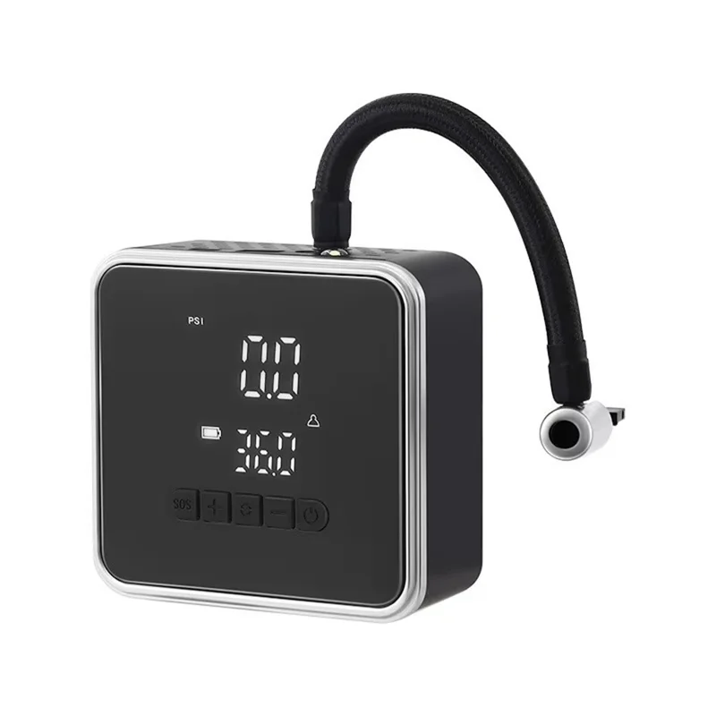 718 LCD Display Wireless Electric Air Compressor 6000mAh Power Bank 150 PSI Portable Car Tire Inflator - Black