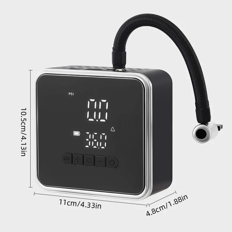 718 LCD Display Wireless Electric Air Compressor 6000mAh Power Bank 150 PSI Portable Car Tire Inflator - Black