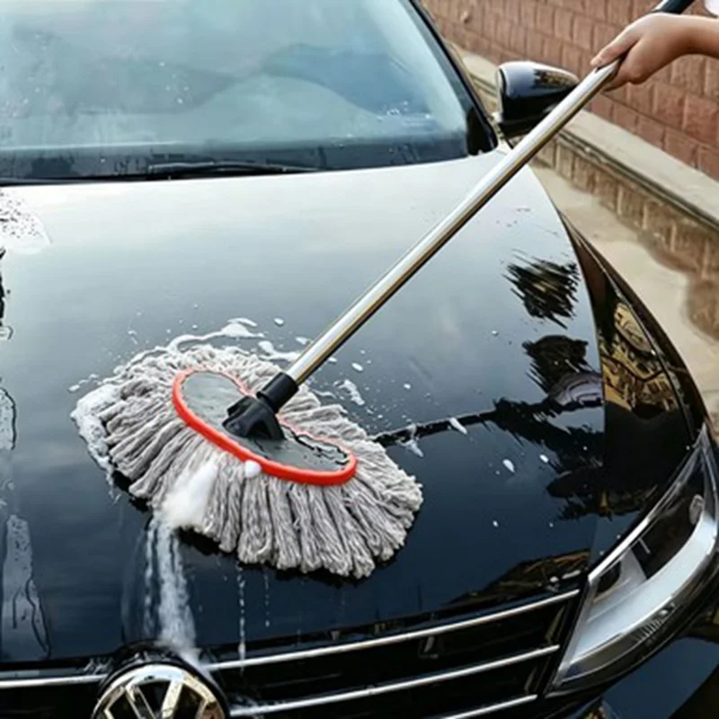 Bilvågsmopp med 5 m slang, 75 cm lång handtag, mikrofiberborste, snabbkoppling, rengöringskit för bil