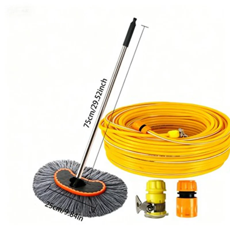 Набор для мойки автомобилей с чистящей щеткой, шлангом 15 м, ручкой длиной 75 см, микрофибра, быстросъёмное соединение, комплект для автозойки