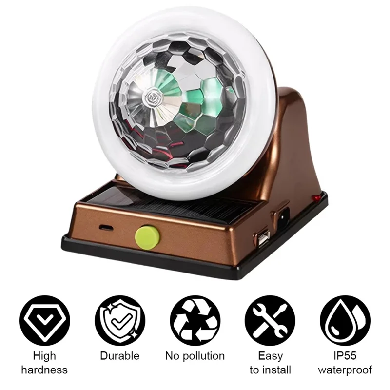 Lumière LED Solaire Disco Magique Boule RGB Capteur de Mouvement Lumière Étanche IP55 pour Soirée DJ KTV Bar - Or