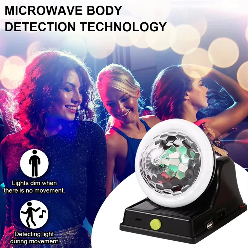 Lumière LED Solaire Disco Magique Boule RGB Capteur de Mouvement Lumière Étanche IP55 pour Soirée DJ KTV Bar - Or