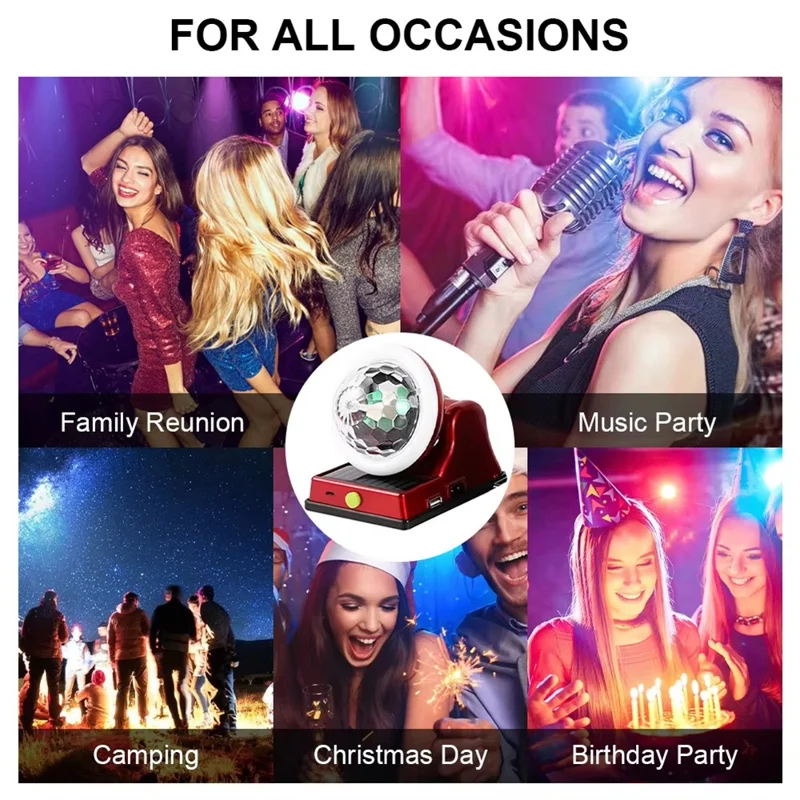 Lumière LED Solaire Disco Magique Boule RGB Capteur de Mouvement Lumière Étanche IP55 pour Soirée DJ KTV Bar - Or