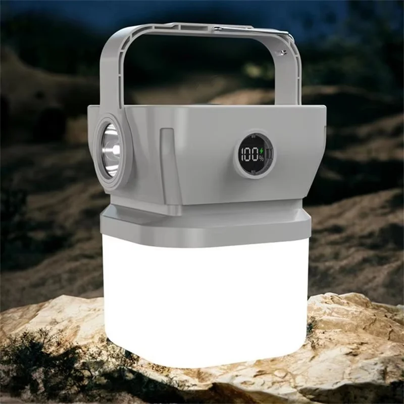Lanterna da Campeggio Solare 360 Gradi, Luce LED Ricaricabile Impermeabile Portatile - Bianca
