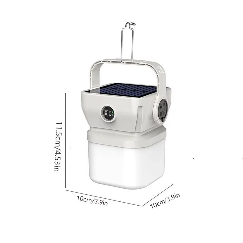Lanterna da Campeggio Solare 360 Gradi, Luce LED Ricaricabile Impermeabile Portatile - Bianca