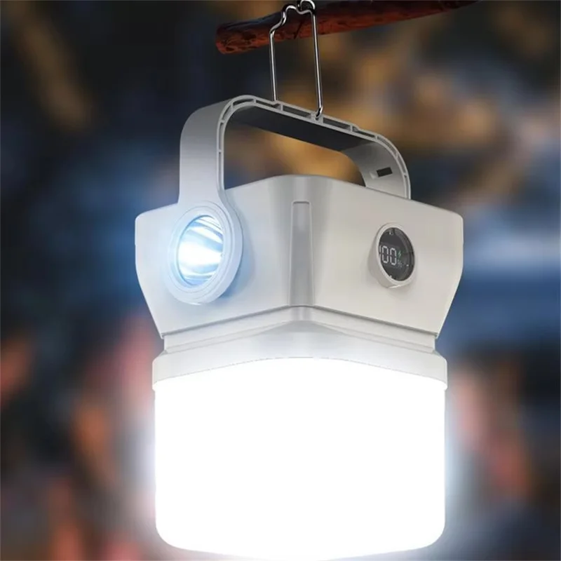 Lanterna da Campeggio Solare 360 Gradi, Luce LED Ricaricabile Impermeabile Portatile - Bianca