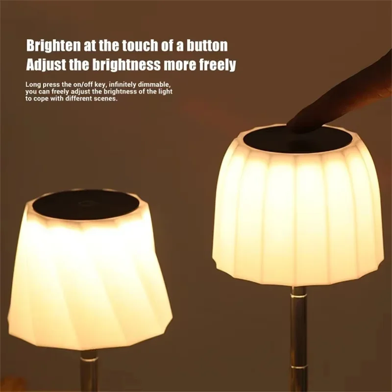 Lampe de Table LED avec Commande Tactile, Rechargeable sans Fil, Variation d'Intensité Continue, Lumière de Bureau pour Chambre et Salon - Rayures
