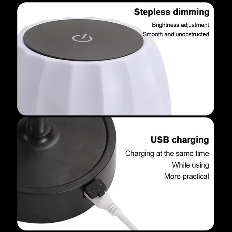 Lampe de Table LED avec Commande Tactile, Rechargeable sans Fil, Variation d'Intensité Continue, Lumière de Bureau pour Chambre et Salon - Rayures