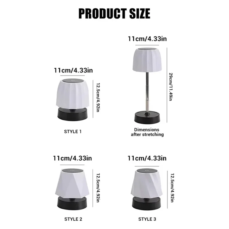 Lampe de Table LED avec Commande Tactile, Rechargeable sans Fil, Variation d'Intensité Continue, Lumière de Bureau pour Chambre et Salon - Rayures