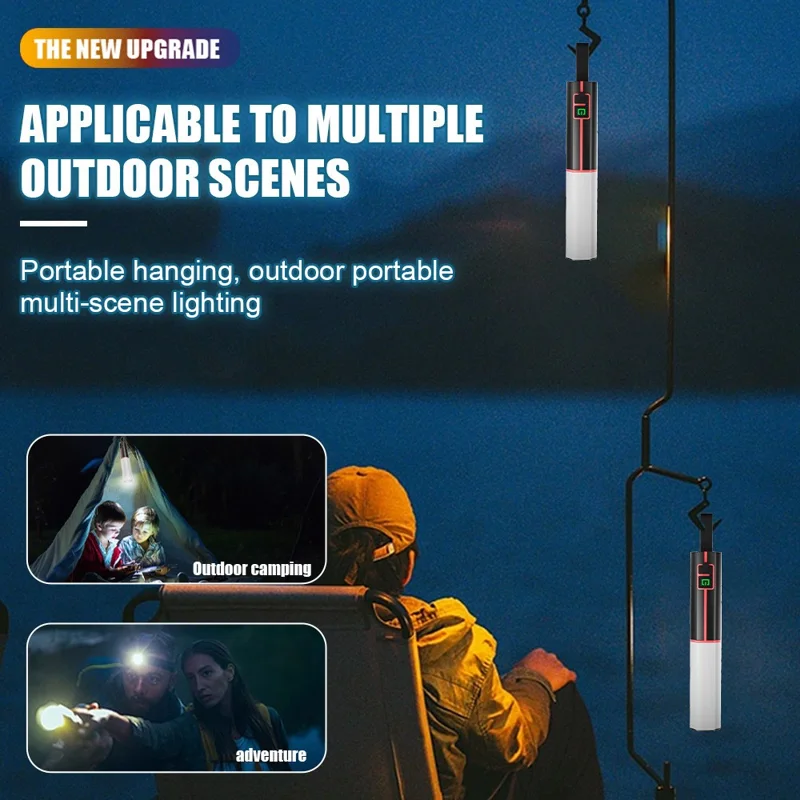 Lampe de poche LED avec zoom télescopique, rechargeable via USB Type-C, 3 modes, lampe blanche pour domicile, camping, extérieur, urgences - Noir