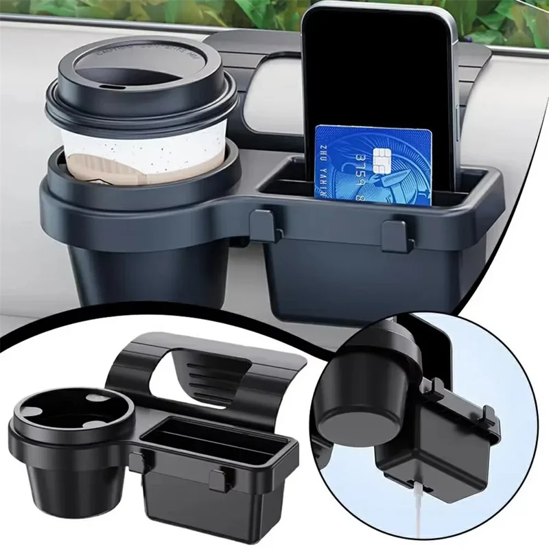 Organizador para Ventana de Coche, Portavasos Multifuncional, Caja de Almacenamiento para Teléfono, para Colgar en el Lateral de la Puerta - Negro