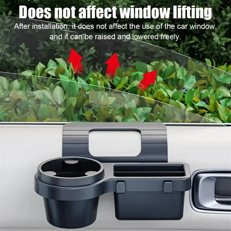Organizador para Ventana de Coche, Portavasos Multifuncional, Caja de Almacenamiento para Teléfono, para Colgar en el Lateral de la Puerta - Negro