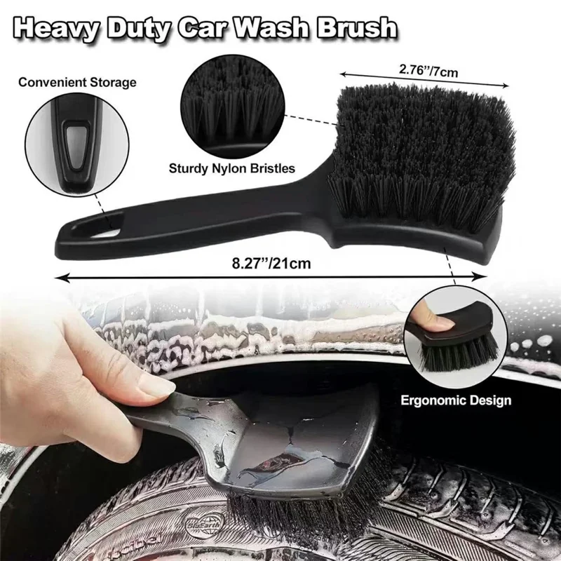 7Pcs Car Detailing Brush Kit Soft Wheel Hub Detail Brush Sponge Pad Car Wash Tools Set