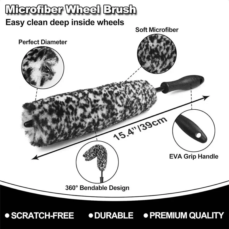 7Pcs Car Detailing Brush Kit Soft Wheel Hub Detail Brush Sponge Pad Car Wash Tools Set