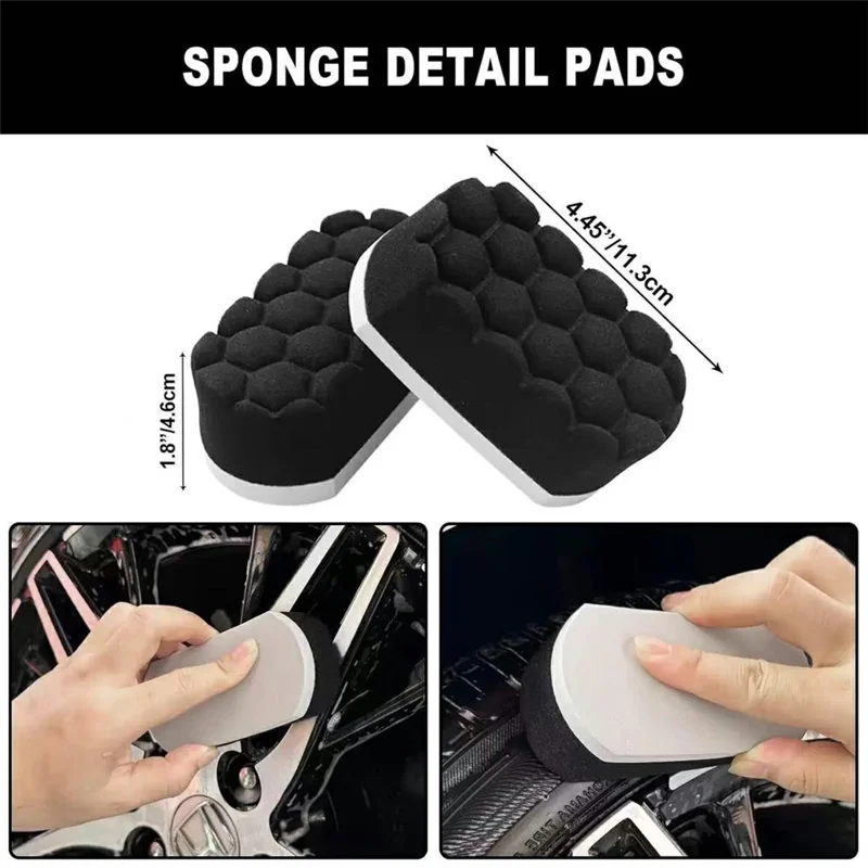 9Pcs Car Detailing Brush Kit Soft Wheel Hub Detail Brush Sponge Pad Car Wash Tools Set