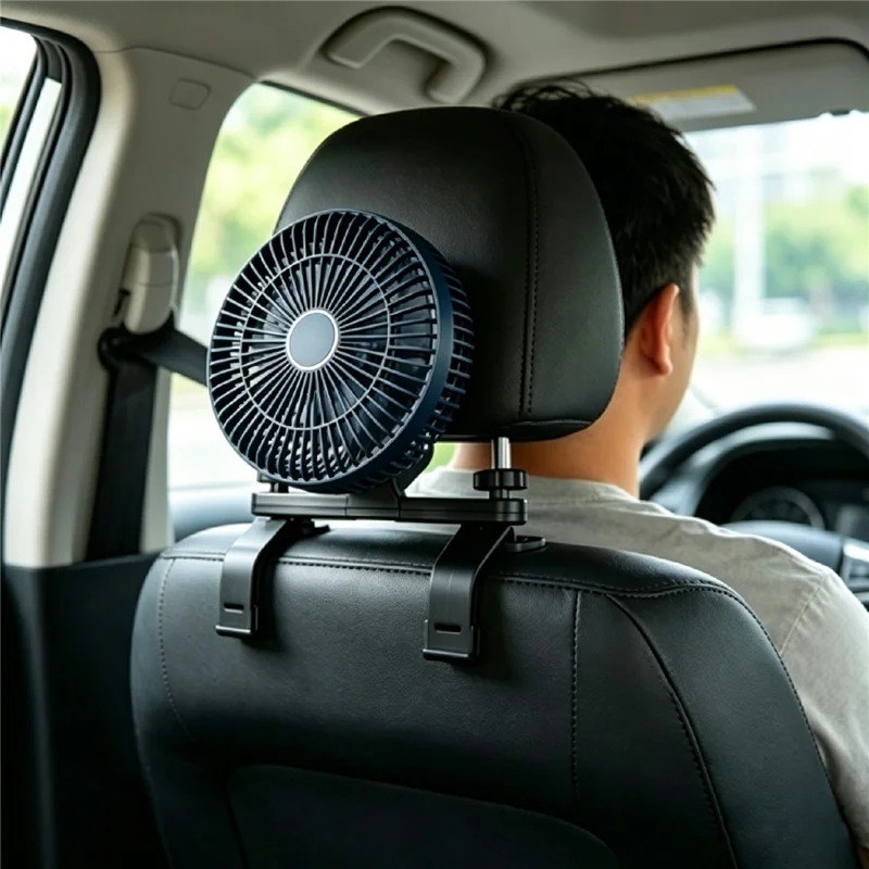11 Inch Car Cooling Fan Brushless Motor Headrest Mount Stepless Speed Control Fan for 12V-32V Vehicles