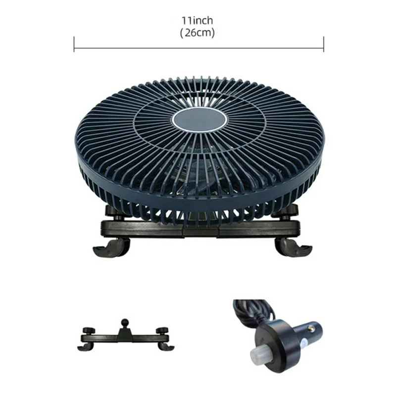 11 Inch Car Cooling Fan Brushless Motor Headrest Mount Stepless Speed Control Fan for 12V-32V Vehicles