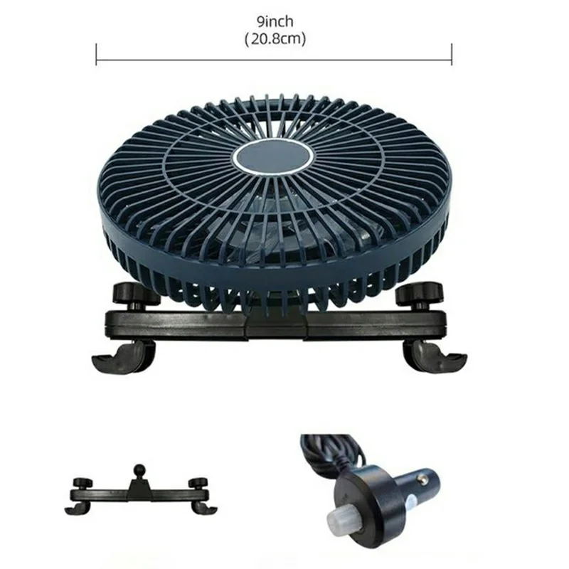 9 Inch Car Cooling Fan Brushless Motor Headrest Mount Stepless Speed Control Fan for 12V-32V Vehicles