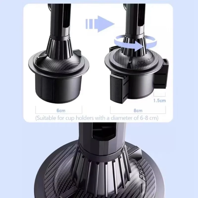 Car Cup Holder Mount 360 Degree Rotatable Magnetic Phone Stand for 4-7 Inch Smartphones - Black