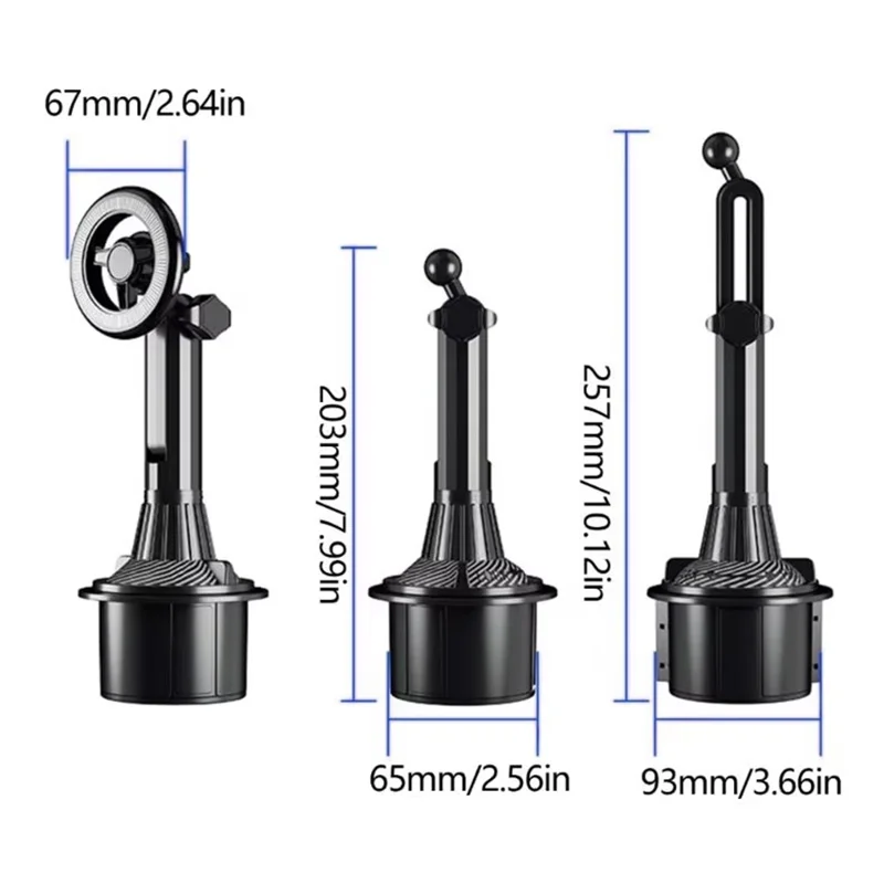 Car Cup Holder Mount 360 Degree Rotatable Magnetic Phone Stand for 4-7 Inch Smartphones - Black