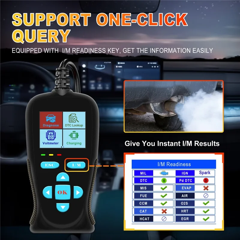 AT200 OBD2 Diagnostic Scanner Tool Built-in Voltmeter 30000+ DTC Codes for Car Fault Detection