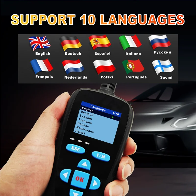 AT200 OBD2 Diagnostic Scanner Tool Built-in Voltmeter 30000+ DTC Codes for Car Fault Detection