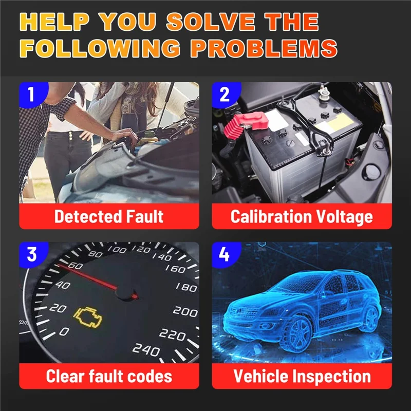 AT700 OBD2 Scanner 2.4 Inch TFT Screen Battery Test Car Diagnostic Tool Support Cloud Print - Red