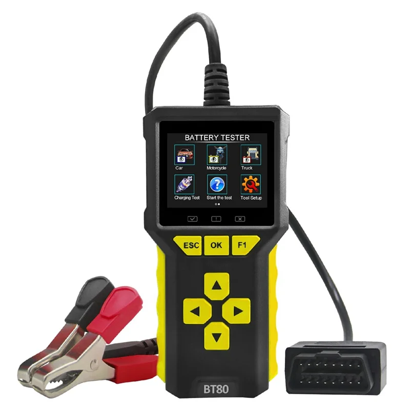 BT80 2 in 1 OBD2 Scanner 6V-24V Battery Tester Diagnostic Tool for Car Motorcycle Truck
